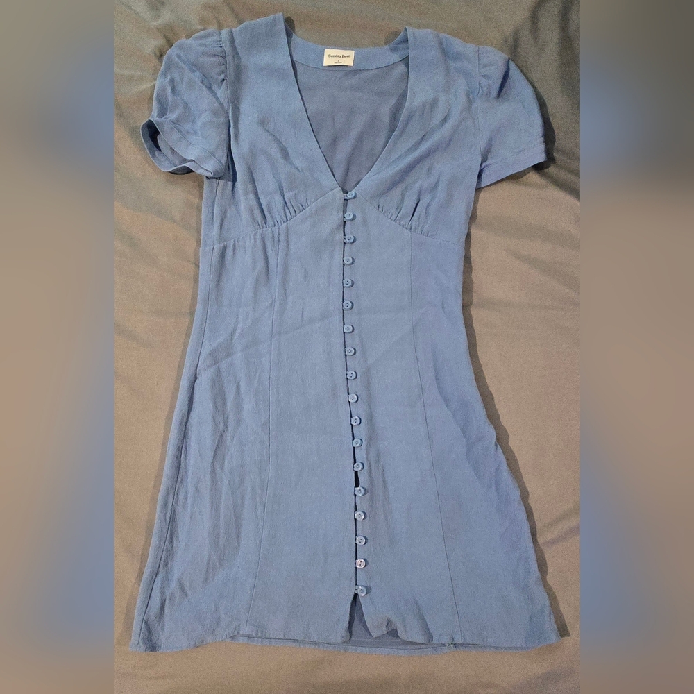 Sunday Best Blue Sandrine Puff Sleeve Mini Dress Size 2